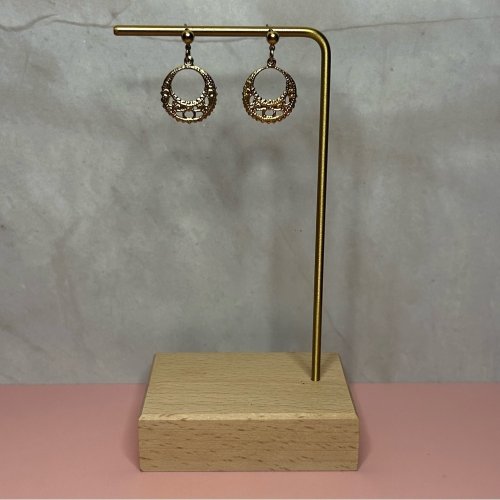 Gold Tone Hoop Stud Earrings